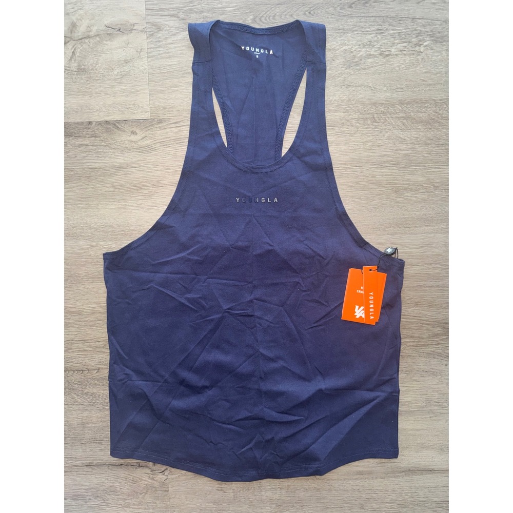 NWT YoungLA Men's Navy Blue Muscle Tank Top, Small